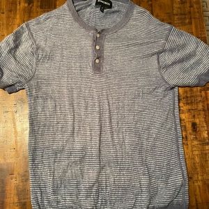 Bonobos linen shortsleeved blue stripped henley - Medium